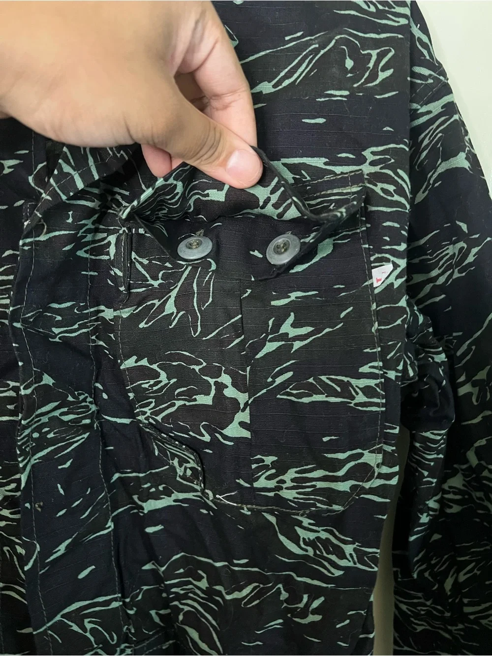 Vintage 80s Post Vietnam War Royal Thai Army "Shadow Tiger" Stripe Camo Shirt L - Picture 5 of 12